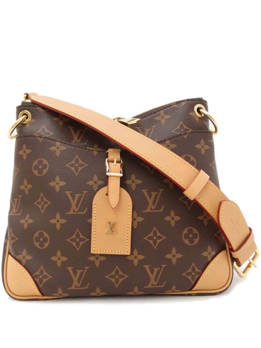 Louis Vuitton Odeon Monogram natural/tan Canvas Shoulder Bag with Vachetta Trim
